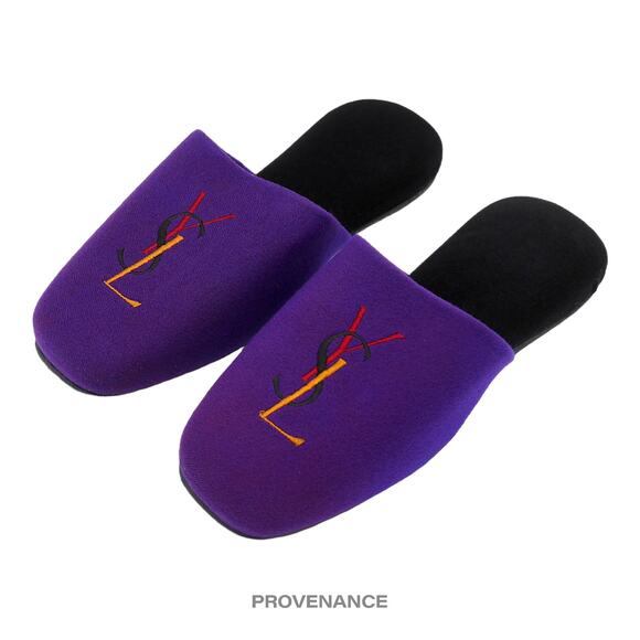🔴 Yves Saint Laurent YSL Logo Slipper - Purple Velour - Picture 2 of 8